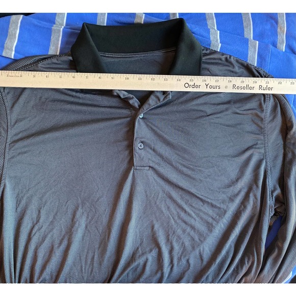 Walter Hagen men’s polo shirt size 2XL XXL gray black stripe long sleeve Flaw - Picture 8 of 12